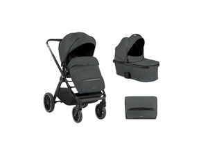 3800171210768 - Kikkaboo Kinderwagen Tiffany 2 in 1 Babywanne Sportsitz Wickeltasche PU-Räder grau schwarz