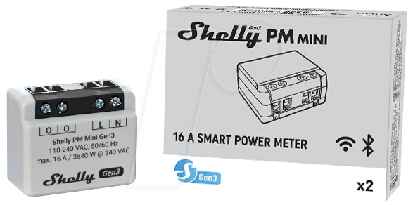 3800235261613 - PLUS PMM3 - Shelly Plus PM Mini 1-Kanal WLAN BT max 16 A Messfunktion