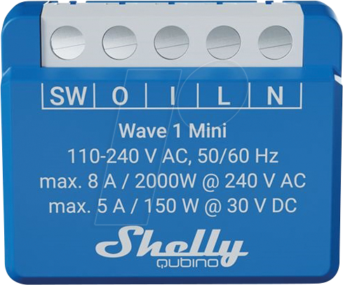 3800235269138 - WAVE 1M - Shelly Qubino Wave 1 Mini Relais max 8A 1 Kanal Z-Wave