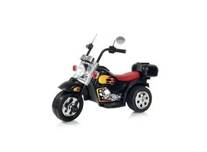 3800931046545 - Kinder Elektromotorrad Chopper Hupe Gepäckträger Pedal Frontlicht schwarz