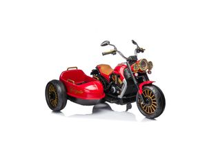 3800931055646 - Kinder Elektromotorrad DUO TRON Beiwagen Musikfunktion für 2 Kinder rot