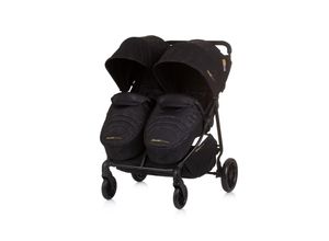 3800931057053 - Zwillingskinderwagen Top Stars 77 cm breit Wickeltasche Fußsack schwarz gemustert