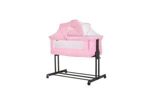 3800931057855 - Beistellbett 2 in 1 Zen Laufstall Moskitonetz Matratze Räder Bremse rosa