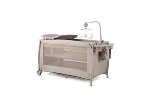 3800931058081 - Reisebett Bella 2 Ebenen seitlicher Eingang Musikmobile Wickelauflage beige-braun