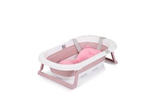 3800931059835 - Babywanne Isla mit Badekissen faltbar integrierter Wasserablauf rosa