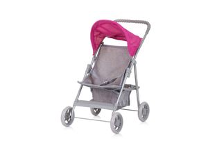 3800931060480 - Puppenwagen Alice Aufbewahrungskorb klappbar Sonnendach verstellbar grau pink