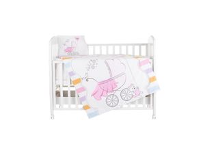 3800931060725 - Babybettwäsche 3-teilig Decke 130 x 100 cm Kissen 45 x 35 cm Laken pink