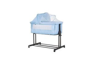 3800931061210 - Beistellbett 2 in 1 Zen Laufstall Moskitonetz Matratze Räder Bremse blau