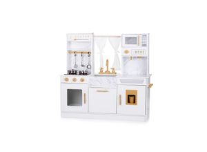3800931062132 - Kinderküche 94 cm Holz Sound Licht Mikrowelle Töpfe Eismaschine Spüle weiß
