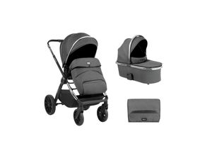 3801001011944 - Kikkaboo Kinderwagen Tiffany 2 in 1 Babywanne Sportsitz Wickeltasche PU-Räder dunkelgrau