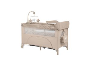 3801003011195 - Kikkaboo Reisebett Nighty Night 2 Ebenen Spielbogen 2 Räder Wickelauflage beige