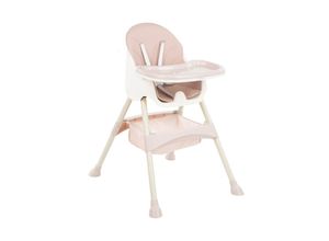 3801004011552 - Kikkaboo Kinderhochstuhl 2 in 1 Brie Kinderstuhl Gurt Tisch verstellbar Korb pink