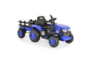 3801005000456 - Kinder Elektrotraktor Rancher mit Anhänger Hupe Licht MP3 Fernbedienung blau