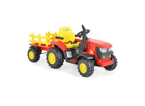 3801005000463 - Kinder Elektrotraktor Rancher mit Anhänger Hupe Licht MP3 Fernbedienung rot