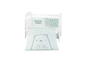 3801101021126 - Kikkaboo Babybettwäscheset Bär 3tlg Decke 135 x 95 cm Nestchen 180 x 35 cm Bezug grün