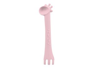 3801302040803 - Kikkaboo Kinder Silikonlöffel Giraffe Gabel temperaturbeständig ab 4 Monate rosa