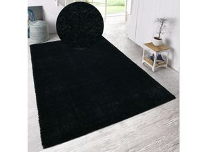 3820000328242 - Hochflor-Teppich HOME AFFAIRE Malin Teppiche Gr B L 280 cm x 380 cm 43 mm 1 St schwarz Esszimmerteppiche Shaggy in Uni-Farben einfarbig leicht glänzend besonders weich