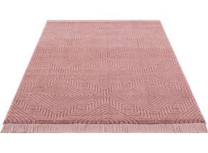 3820000526396 - Teppich Duchesse Teppiche Gr B L 160 cm x 230 cm 22 mm 1 St pink Fransenteppich Esszimmerteppiche grafisches Design Boho Wende-Teppich im 3D-Effekt mit Fransen