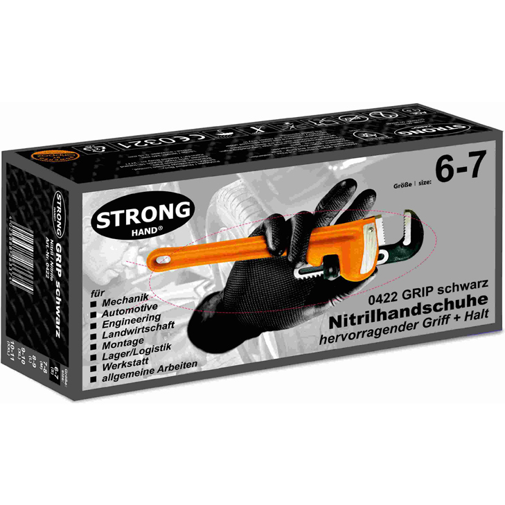 3830037742386 - Nitril-Einweghandschuhe GRIP SCHWARZ puderfrei EN 420 E