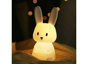 3879883270513 - Qiedie - Nachtlicht für Kinder niedliche Kaninchen-Lampe LED-Baby-Farbwechsel tragbare Tierlichter Silikon usb aufladbar Kaninchen-Nachtlampe