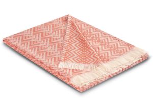 4000141794239 - Plaid BIEDERLACK Cameo Wohndecken Gr B L 130 cm x 180 cm rot (coral) Kinder Kinderdecken mit grafischem Design