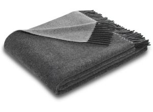 4000141809636 - Plaid BIEDERLACK Lars Wohndecken Gr B L 130 cm x 170 cm anthracite grey Wolldecken mit Fransen Kuscheldecke