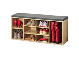 4000270159206 - - Schuhschrank mit Sitzkissen Holzschuhschrank Schuhregal Eichedekor fsc