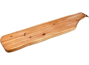 4000270937163 - Servierbrett KESPER beige (natur) B72cm H2cm L35cm Akazienholz Schneidebretter mit Griff und Lederband zum Aufhängen aus Akazienholz