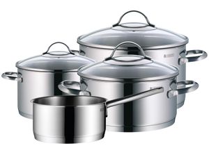 4000530650139 - Topf-Set Provence Plus 4-teilig Induktions Töpfe Set mit Glasdeckel silber (edelstahlfarben) B288cm H218cm L527cm Töpfe unbeschichtet für alle Herdarten geeignet ohne Innenskalierung