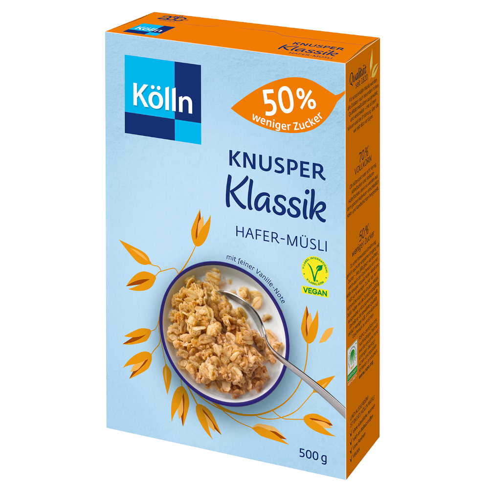 4000540003260 - Knusper Klassik Hafer-Müsli 50 % weniger Zucker 500 g von Kölln