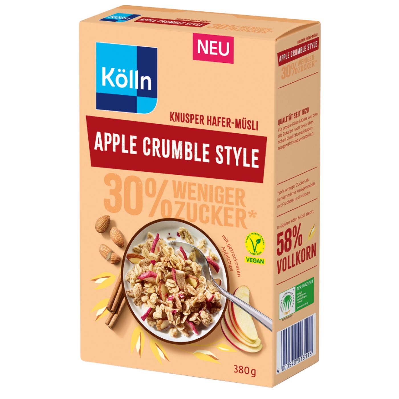 4000540223118 - Kölln Müsli Knusper Apple Crumble Style 30% w Zucker 8x380g