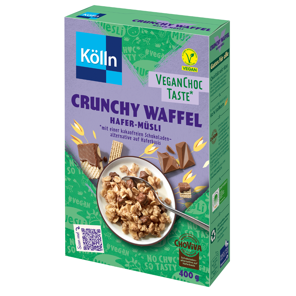 4000540243208 - Kölln Müsli Crunchy Waffel Hafer-Müsli VeganChoc Taste 8x400g Sparpaket