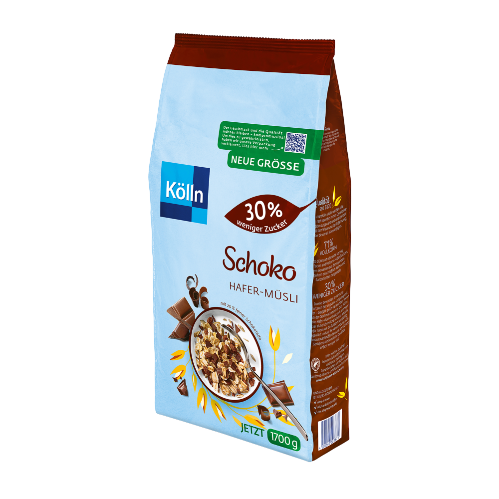 4000540273878 - Kölln Müsli Schoko 30 % weniger Zucker Grosspackung mit 4 x 1700 g