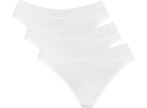 4000668045364 - Marc OPolo Essentials String 3er-Pack Logo-Bund für Damen weiß XL