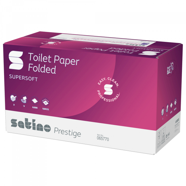 4000735352975 - Toilettenpapier Satino Prestige 065770 3-lagig hochweiß 200 Blatt   Packung 4000735352975 6000 Blatt