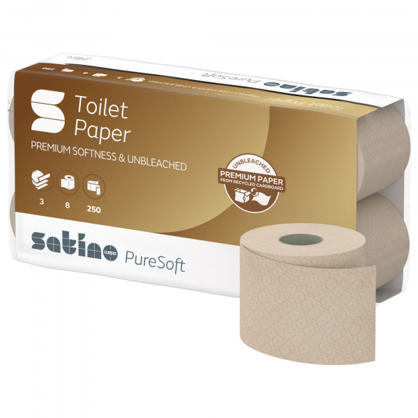 4000735353927 - Toilettenpapier Satino PureSoft 076980 3-lagig softbeige 250 Blatt   Rolle 4000735353927 8 Stück