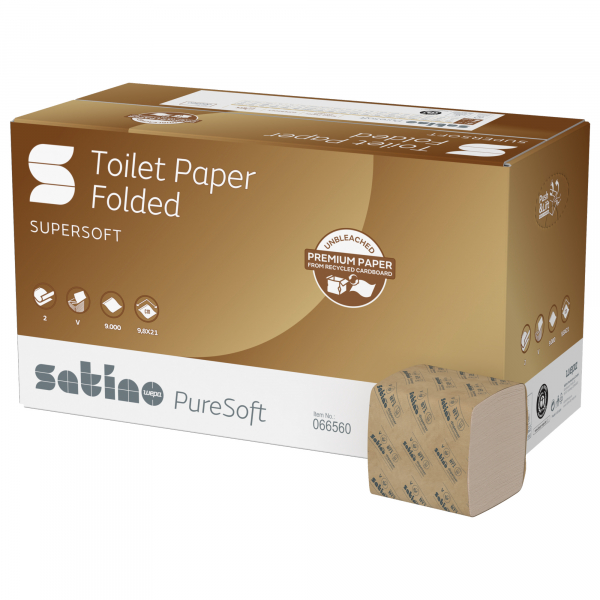 4000735358656 - Toilettenpapier Satino PureSoft 066560 2-lagig soft beige 300 Blatt   Packung 4000735358656 9000 Blatt