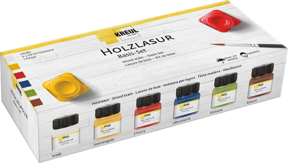 4000798785000 - Acryl-Holzlasur 6x 20 ml und Pinsel 4000798785000 - Acryl-Holzlasur 6x 20 ml und Pinsel