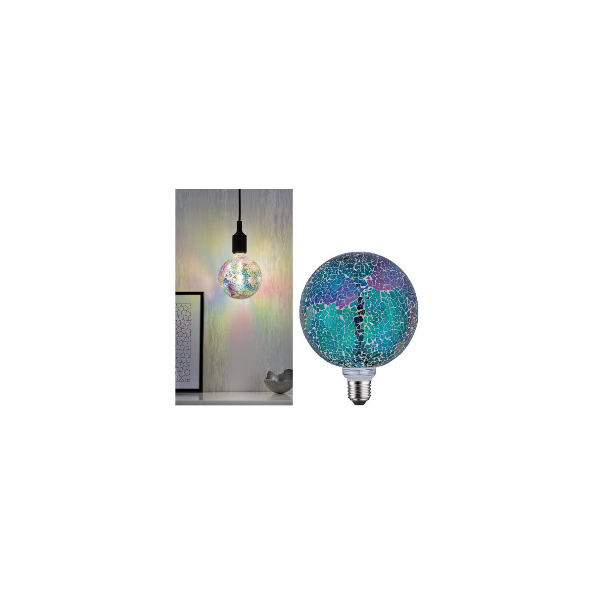 4000870287491 - Miracle Mosaic Edition Standard 230V LED Globe G125 E27 470lm 5W 2700K dimmbar Multicolor