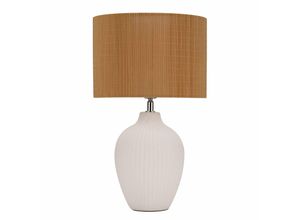 4000870482315 - Tischleuchte Timber Glow in Beige und Weiß E27 - Beige - Pauleen