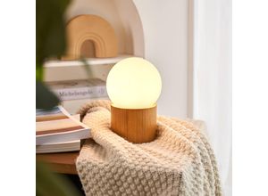4000870483152 - Pauleen Woody Shine Tischlampe Holzfuß Glaskugel
