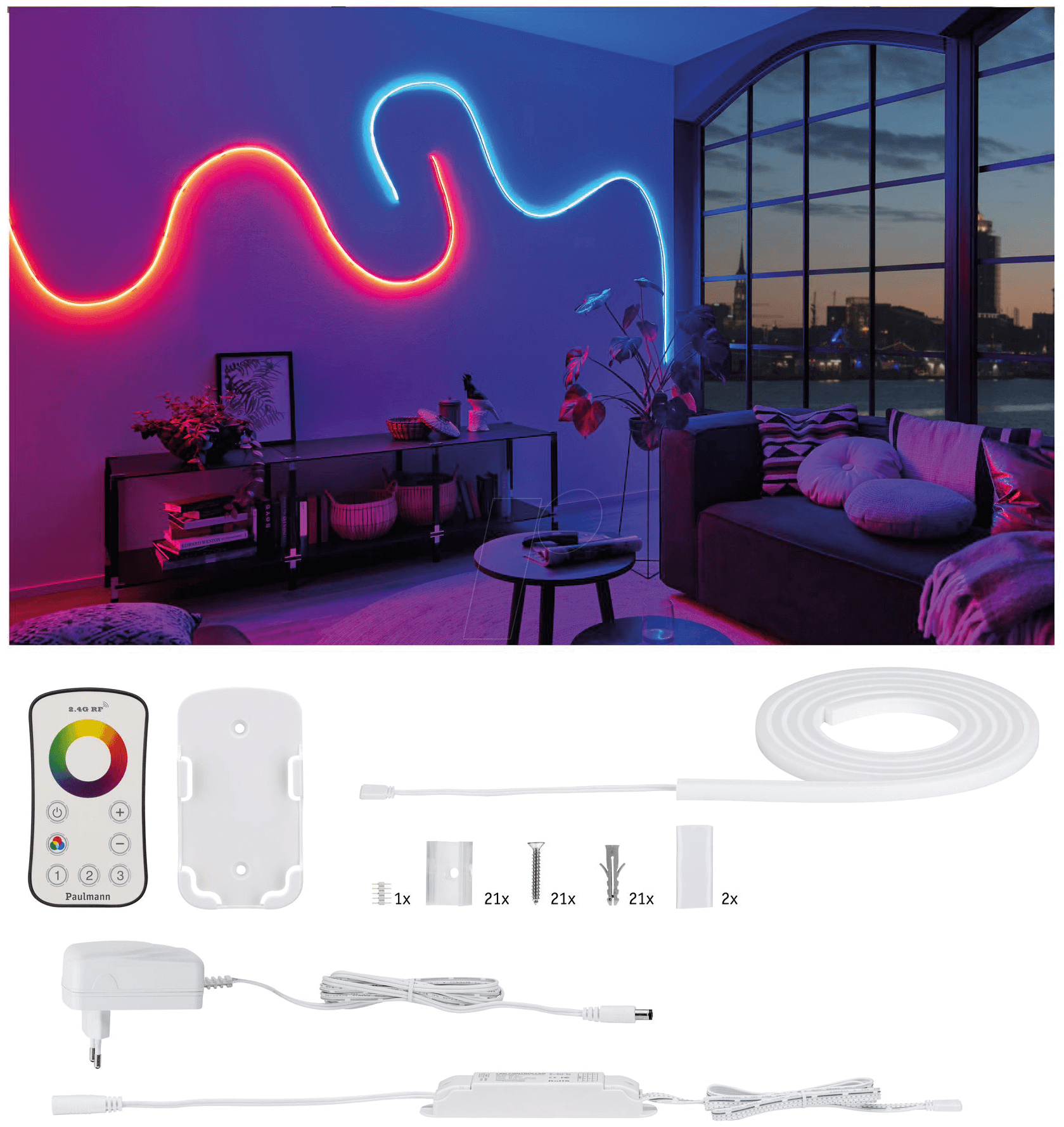 4000870709658 - LED-Streifen PAULMANN MaxLED Flow Basisset 15m RGB 135W Lichterketten Gr x Gesamtlänge 15 m weiß LED Stripe Stripes Streifen Lichterketten inkl Funk-Fernbedienung 4000870709658 - LED-Streifen PAULMANN MaxLED Flow Basisset 15m RGB 135W Lichterketten Gr x Gesamtlänge 15 m weiß LED Stripe Stripes Streifen Lichterketten inkl Funk-Fernbedienung
