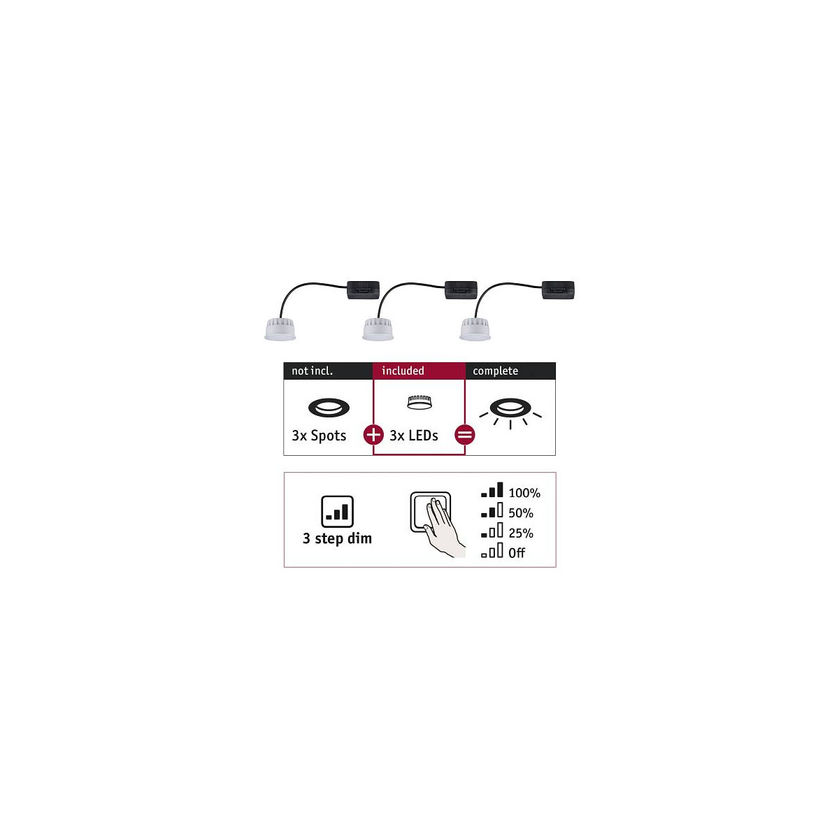 4000870924730 - LED Modul Einbauleuchte 3-Step-Dim Choose Coin 3er-Set rund 50mm Coin 3x6W 3x470lm 230V dimmbar 2700K Satin