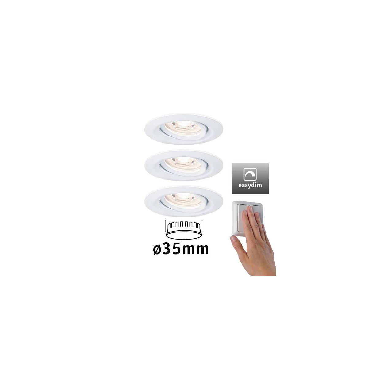 4000870929711 - LED Einbauleuchte Easy Dim Nova Mini Plus Coin Basisset schwenkbar rund 66mm 15° Coin 3x42W 3x300lm 230V dimmbar 2700K Weiß matt