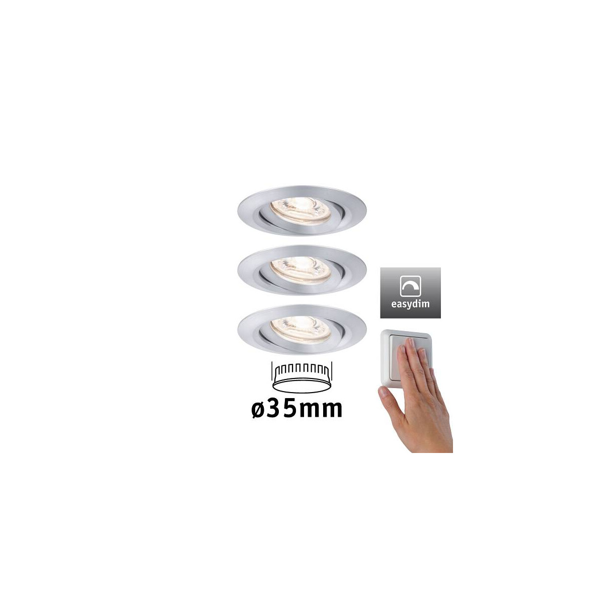 4000870929759 - LED Einbauleuchte Easy Dim Nova Mini Plus Coin Basisset schwenkbar rund 66mm 15° Coin 3x42W 3x300lm 230V dimmbar 2700K Alu