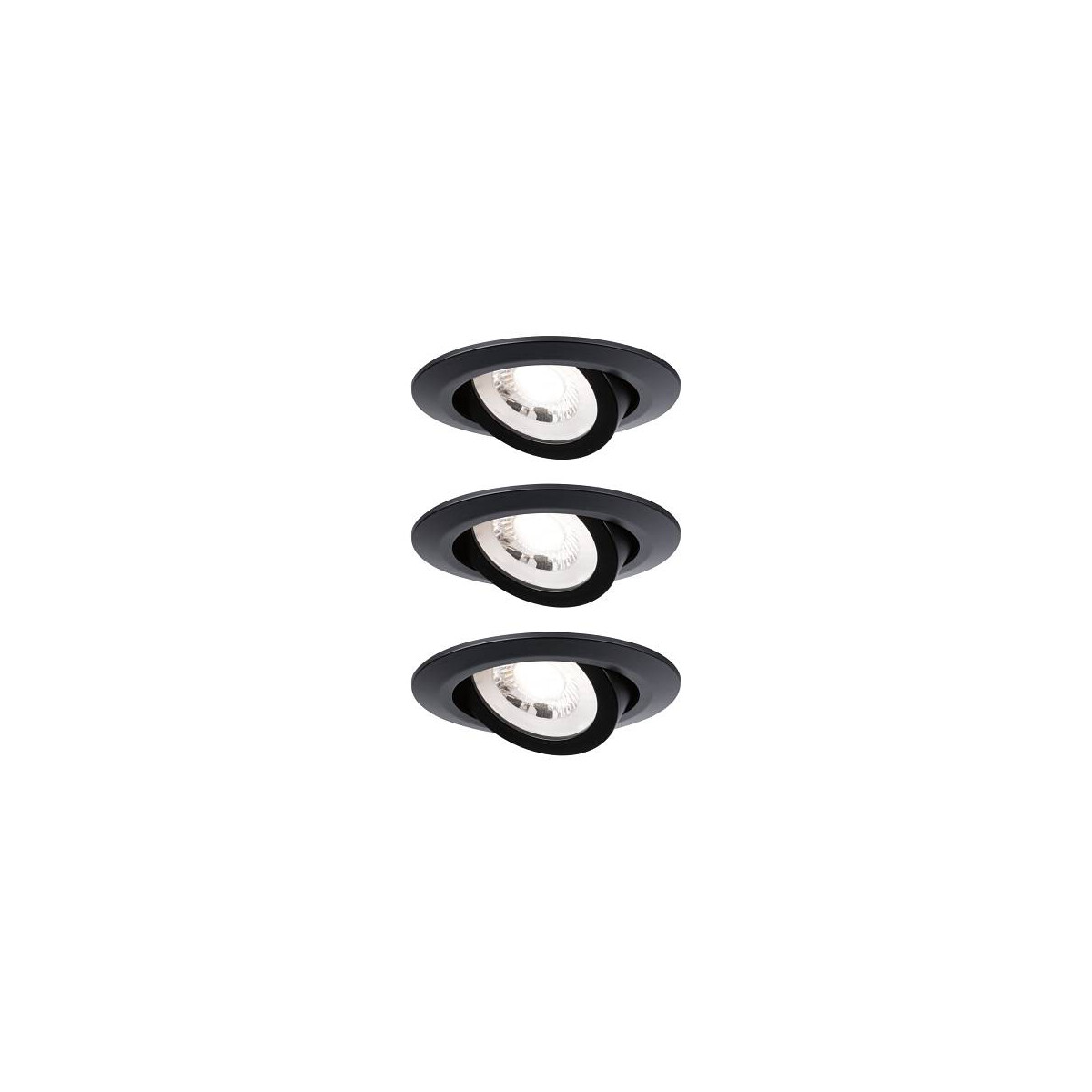 4000870933671 - 93367 led Einbauleuchte 3er-Set schwenkbar 3000K 3x6W 230V Schwarz matt schwenkbar - Paulmann