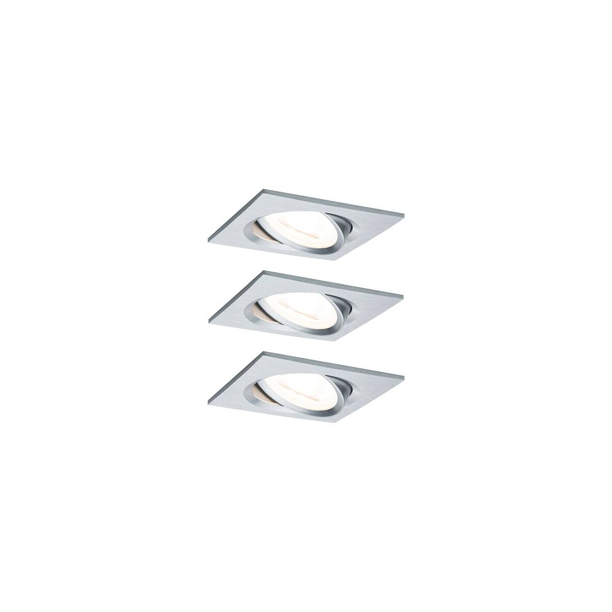 4000870934388 - LED Einbauleuchte Nova Basisset schwenkbar eckig 84x84mm 50° GU10 3x65W 3x460lm 230V 2700K Alu gedreht