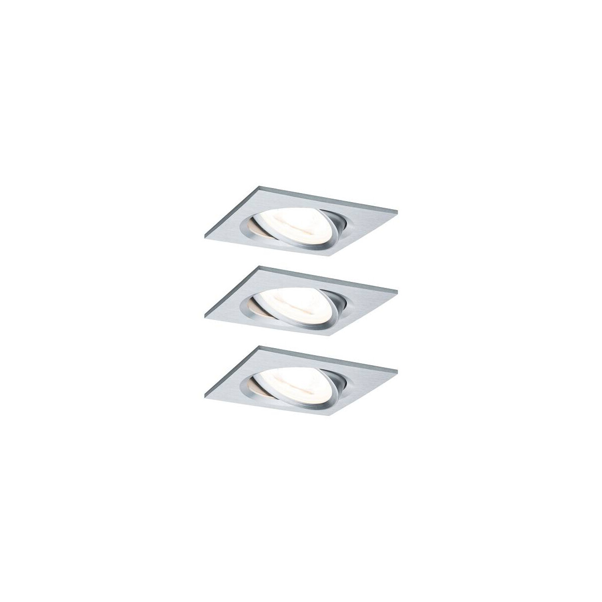 4000870934746 - LED Einbauleuchte 3-Step-Dim Nova Basisset schwenkbar eckig 84x84mm 50° GU10 3x65W 3x460lm 230V dimmbar 2700K Alu gedreht