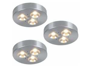 4000870935460 - - 3er Set led Möbel Einbau Strahler Aufbau Decken Leuchten Alu gebürstet 93546