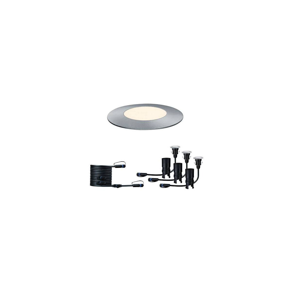 4000870939499 - Plug & Shine LED Bodeneinbauleuchte Floor Mini Erweiterungsset IP67 3000K 3x25W Silber